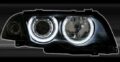 Φανάρια εμπρός angel eyes με CCFL για BMW E46 sedan (1998-2001) - μαύρα , με λάμπες (Η1) - σετ 2τμχ. € 373,1