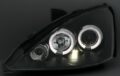 Φανάρια εμπρός angel eyes για Ford Focus (1998-2001) - μαύρα , με λάμπες (Η1) - σετ 2τμχ. € 247,1