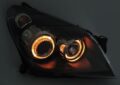 Φανάρια εμπρός angel eyes για Opel Astra H (2004-2009) - μαύρα , με λάμπες (Η1) - σετ 2τμχ. € 371,3