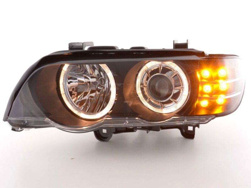 Φανάρια εμπρός για BMW X5 (1999-2003) - μαύρα με led φλας , χωρίς λάμπες (Η7) - σετ 2τμχ. € 496,7