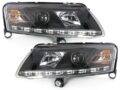 Φανάρια εμπρός για Audi A6 με φώτα ημέρας led (2004-2007) - μαύρα , με λάμπες (Η1) - σετ 2τμχ. € 469,7