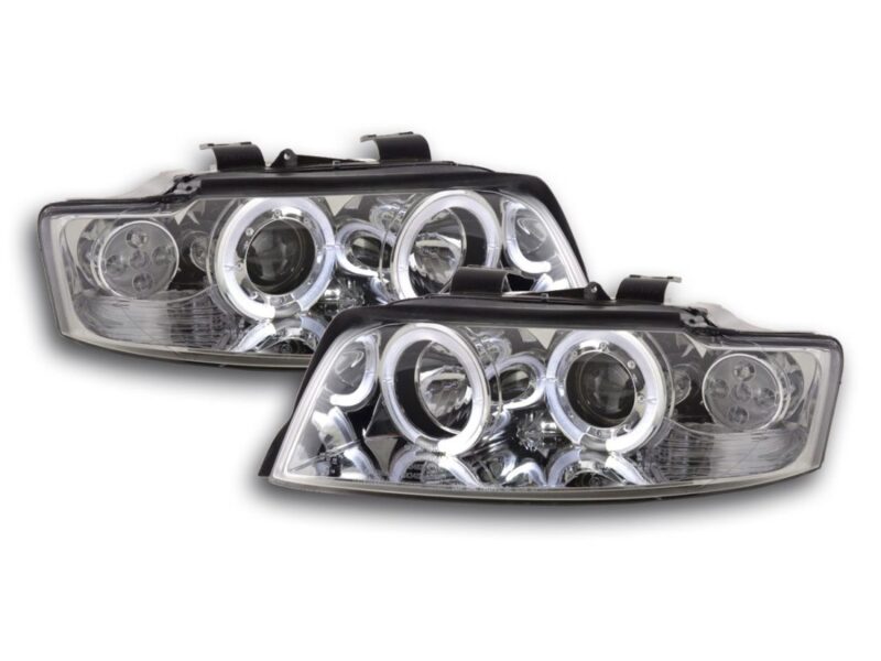 Φανάρια εμπρός angel eyes για Audi A4 (2001-2004) - chrome , με λάμπες (Η1) - σετ 2τμχ. € 247,1