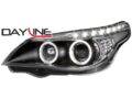 Φανάρια εμπρός angel eyes led για BMW E60 (2003-2007) - μαύρα , με λάμπες (Η1) - σετ 2τμχ. € 672,5