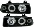 Φανάρια εμπρός angel eyes για BMW E36 (1991-1999) 4d sedan - black , με λάμπες (Η1) - σετ 2τμχ. € 299,9