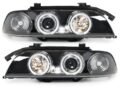 Φανάρια εμπρός angel eyes για BMW E39 (1995-2003) - μαύρα , με λάμπες (Η1) - σετ 2τμχ. € 247,1