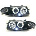 Φανάρια εμπρός angel eyes για Opel Astra F (1991-1999) - μαύρα , με λάμπες (Η1) - σετ 2τμχ. € 328,7