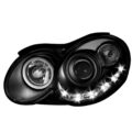 Φανάρια εμπρός led για Mercedes CLK W209 / C209 (2003-2009) , μαύρα , με λάμπες (Η1) - σετ 2τμχ. € 742,7