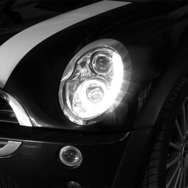 Φανάρια εμπρός led Dayline για Mini cooper (2002-2004) - μαύρα , με λάμπες (Η1) - σετ 2τμχ. € 349,1