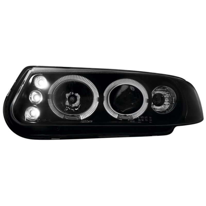 Φανάρια εμπρός led angel eyes για Rover 200 (1995-2000) - μαύρα , με λάμπες (Η1) - σετ 2τμχ. € 259,1