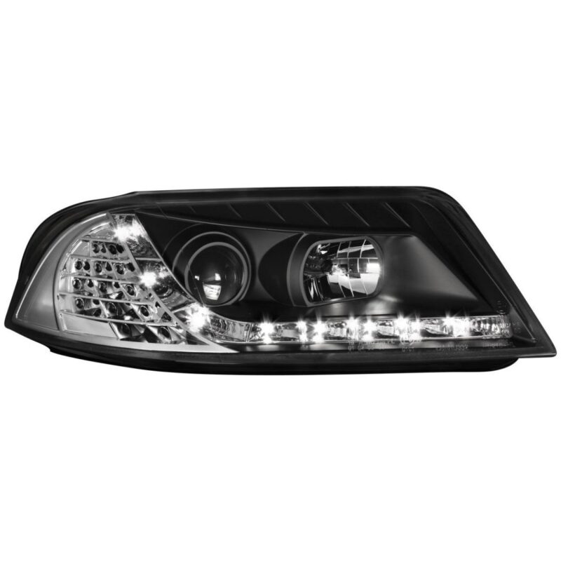 Φανάρια εμπρός led dayline για Vw Passat B5.5 (2001-2005) - μαύρα , με λάμπες (Η1) - σετ 2τμχ. € 439,1