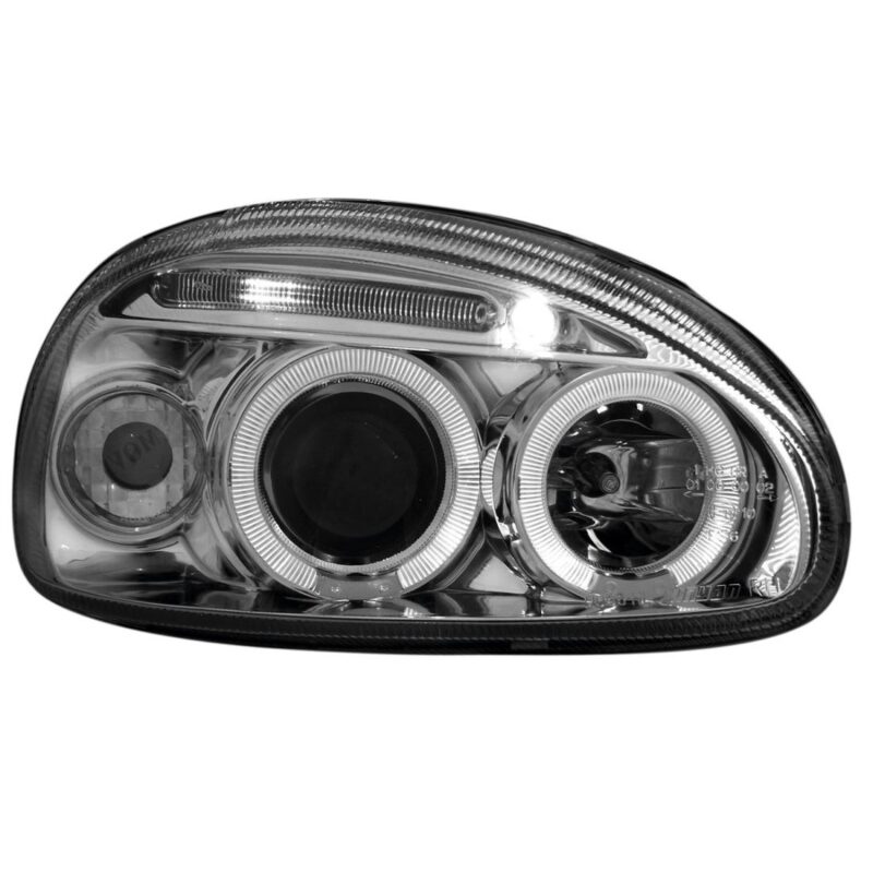 Φανάρια εμπρός angel eyes για Opel Corsa B (1993-2001) - chrome , με λάμπες (Η1) - σετ 2τμχ. € 235,1