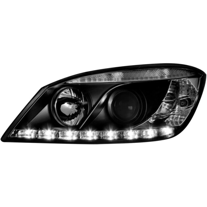 Φανάρια εμπρός led για Mercedes C-CLASS W204 (2011+) , μαύρα ,με λάμπες (Η1) - σετ 2τμχ. € 778,1