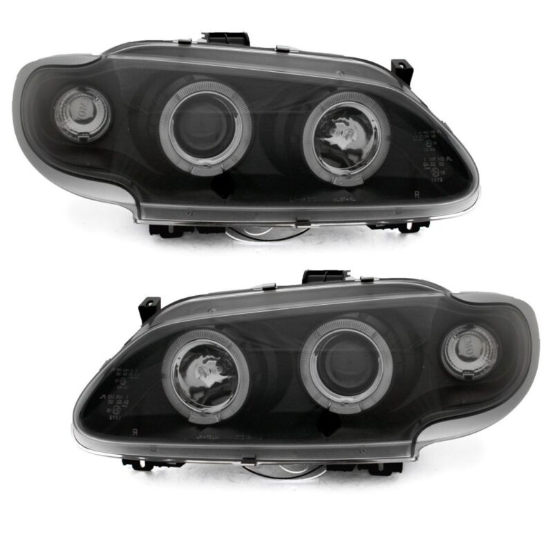 Φανάρια εμπρός angel eyes για Renault Megane / Renault Scenic 3/5 πορτο (1996-1999) - μαύρα , με λάμπες (Η1) - σετ 2τμχ. € 275,3