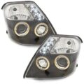 Φανάρια εμπρός angel eyes με led για Citroen C2 (2003-2008) - μαύρα , με λάμπες (Η1) - σετ 2τμχ. € 290,9