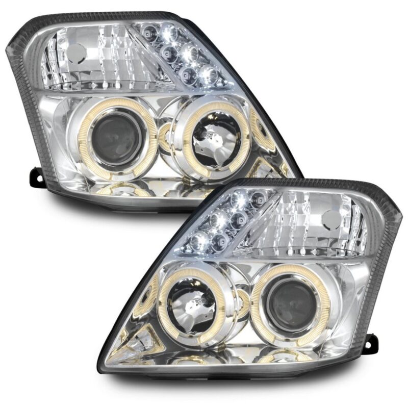 Φανάρια εμπρός angel eyes με led για Citroen C2 (2003-2008) - chrome , με λάμπες (Η1) - σετ 2τμχ. € 292,1