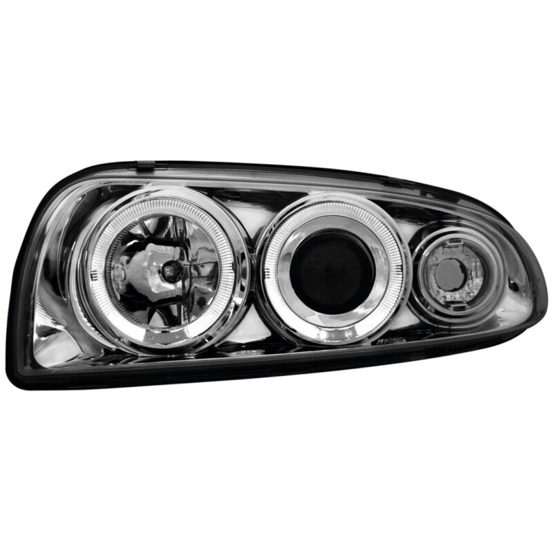 Φανάρια εμπρός angel eyes για Ford Fiesta MK4 (1996-1998) - chrome , με λάμπες (Η1) - σετ 2τμχ. € 247,1