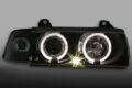 Φανάρια εμπρός angel eyes για BMW E36 (1991-1999) 2d coupe - μαύρα , με λάμπες (Η1) - σετ 2τμχ. € 199,1