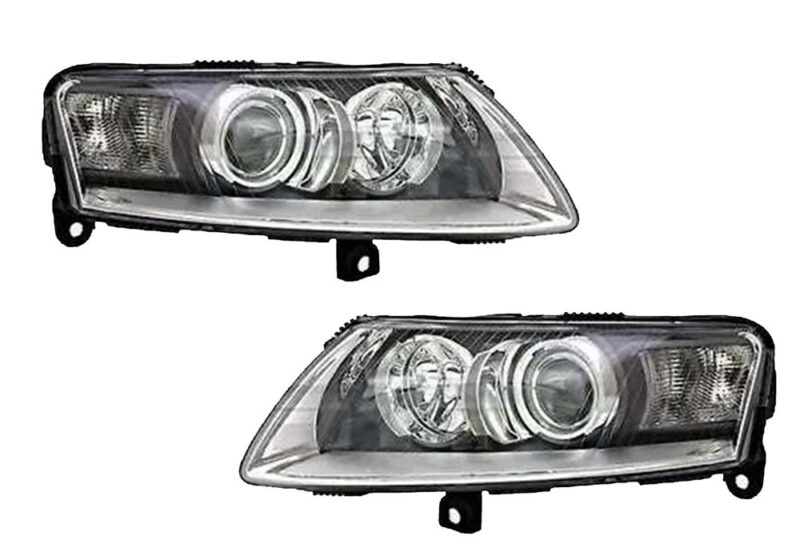 Φανάρια εμπρός angel eyes για Audi A6 (2004-2007) -μαύρο , χωρίς λάμπες (Η7) - σετ 2τμχ. € 271,1