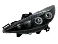 Φανάρια εμπρός led angel eyes για Peugeot 207 (2006-2009) , μαύρα , με λάμπες (Η1) - σετ 2τμχ. € 368,3