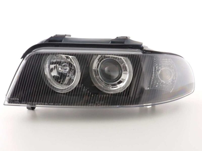 Φανάρια εμπρός angel eyes για Audi A4 (1999-2001) - μαύρα , χωρίς λάμπες (Η7) - σετ 2τμχ. € 229,1