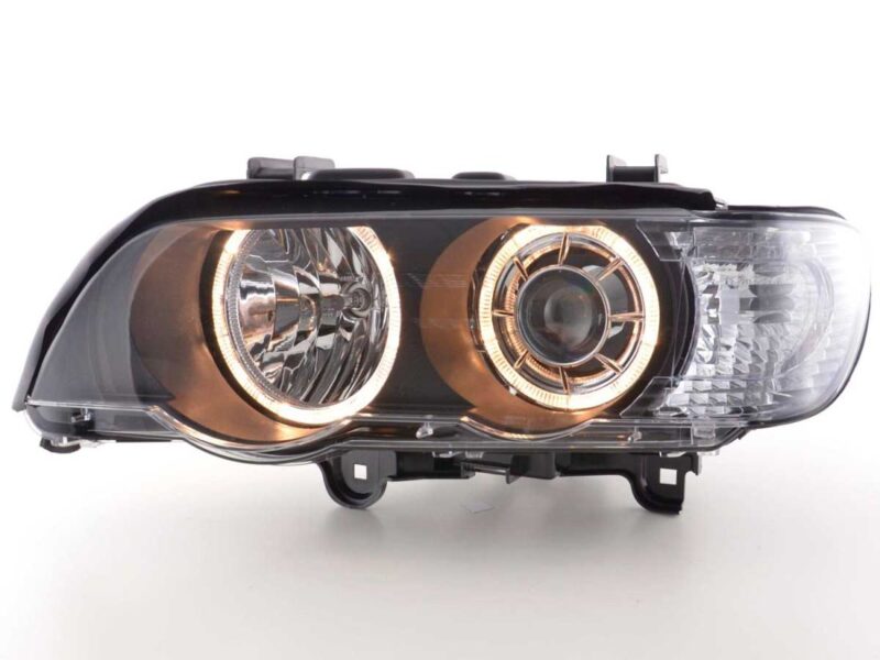 Φανάρια εμπρός angel eyes για BMW X5 E53 (1999-2003) - μαύρα , χωρίς λάμπες (Η7) - σετ 2τμχ. € 410,9