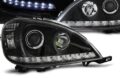 Φανάρια εμπρός led για Mercedes ML W163 (1998-2001) - μαύρα , χωρίς λάμπες (Η7) - σετ 2τμχ. € 396,5