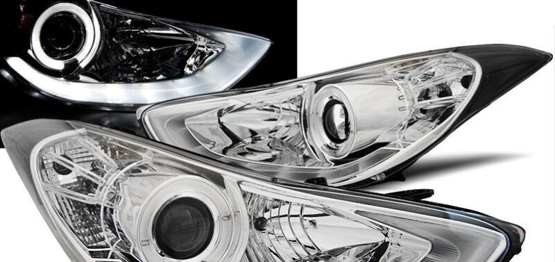 Φανάρια εμπρός angel eyes για Hyundai Elantra (2011+) - chrome , με λάμπες (Η1) - σετ 2τμχ. € 493,7