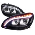 Φανάρια εμπρός led lightbar design για Mercedes W 220 S-Class (1998-2005) - μαύρα , με λάμπες (Η1) - σετ 2τμχ. € 595,7