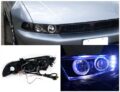 Φανάρια εμπρός led angel eyes για Mitsubishi Galant (1996-2006) - μαύρα , με λάμπες (Η1) - σετ 2τμχ. € 331,1