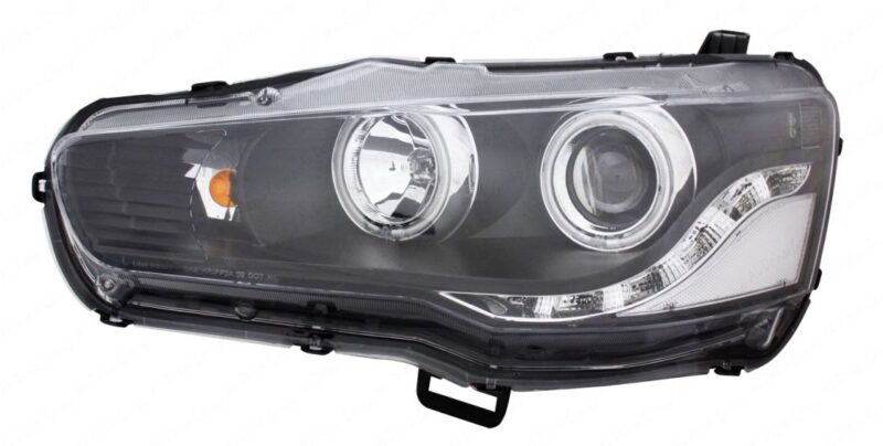 Φανάρια εμπρός led angel eyes για Mitsubishi Lancer (2008-2013) - μαύρα , με λάμπες (Η1) - σετ 2τμχ. € 355,1