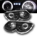 Φανάρια εμπρός angel eyes με led για Chrysler 300M (1999-2004) - μαύρα , με λάμπες (Η1) - σετ 2τμχ. € 409,1