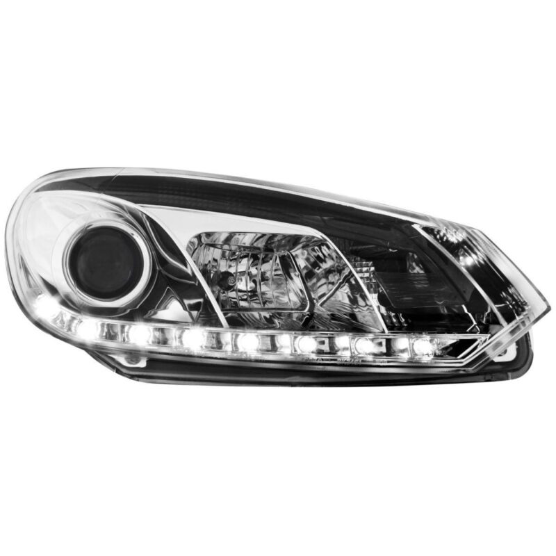 Φανάρια εμπρός led για Vw Golf 6 , μαύρα , με λάμπες (Η1) - σετ 2τμχ. € 541,7