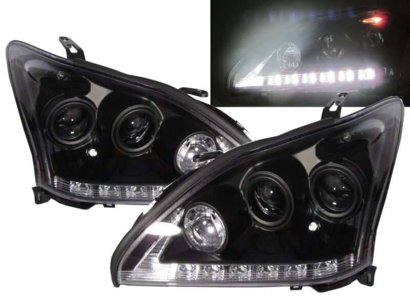 Φανάρια εμπρός led για Lexus RX330/350 (2003-2008) - μαύρα , με λάμπες (Η1) - σετ 2τμχ. € 601,7