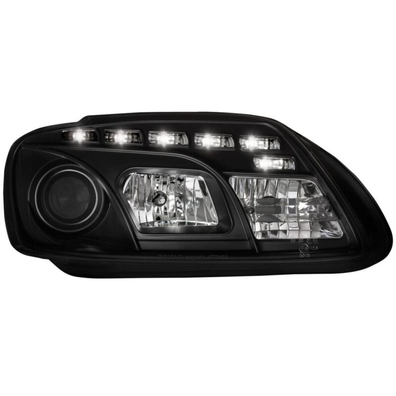 Φανάρια εμπρός led για Vw Touran / Caddy (2003-2006) , μαύρα , με λάμπες (Η1) - σετ 2τμχ. € 460,1