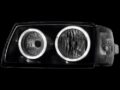 Φανάρια εμπρός angel eyes για Vw Transporter T4 (1997-2003) , μαύρα , χωρίς λάμπες (Η7) - σετ 2τμχ. € 312,5