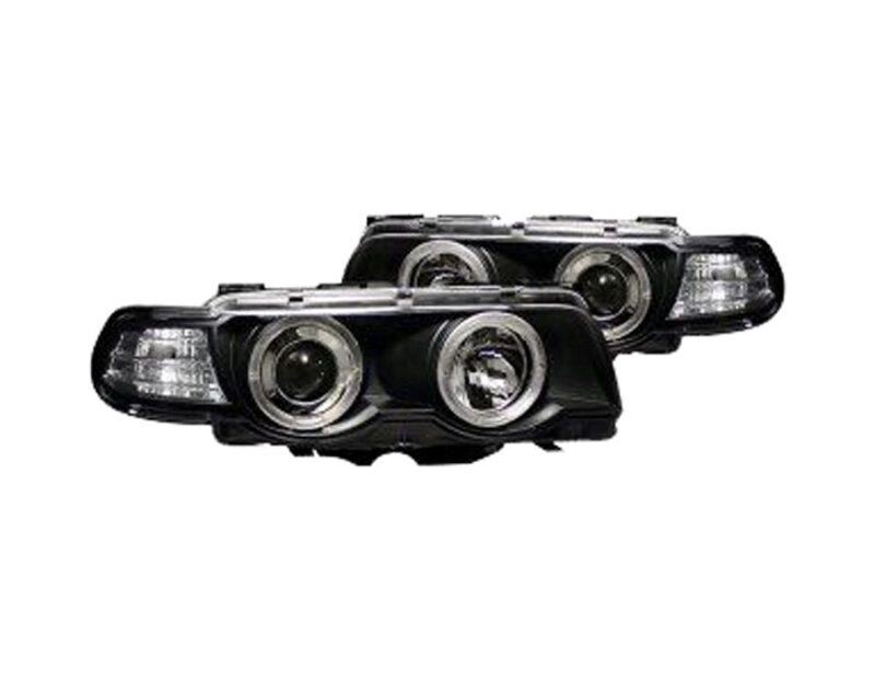 Φανάρια εμπρός angel eyes BMW E38 (1998-2001) - μαύρα , με λάμπες (Η1) - σετ 2τμχ. € 487,7