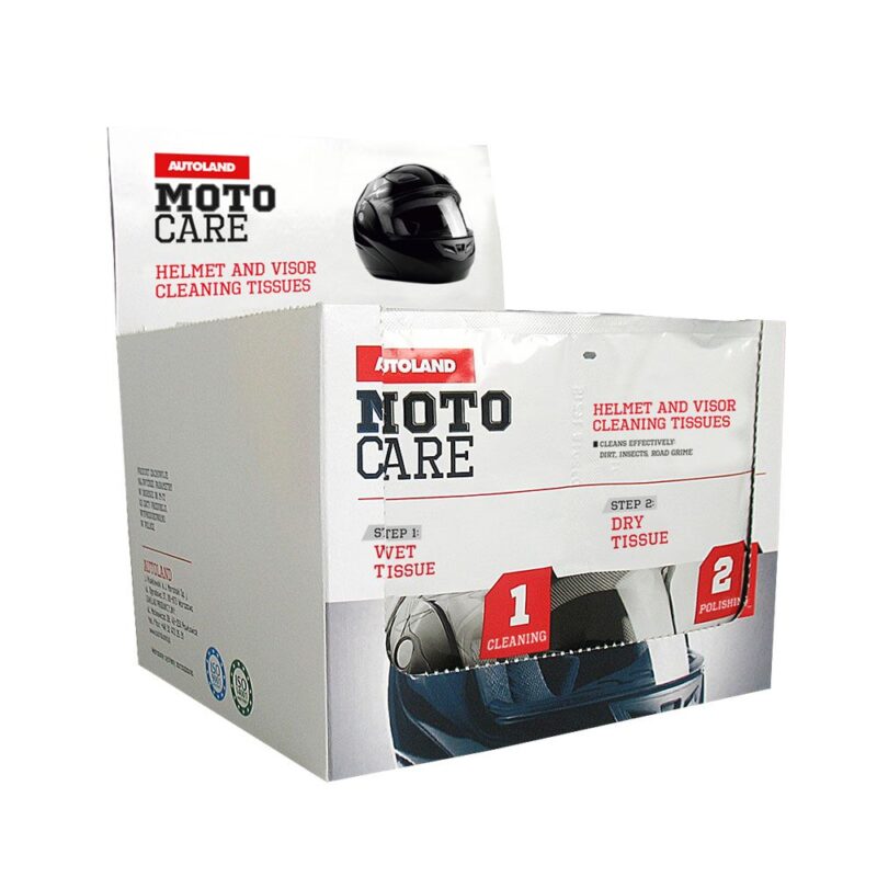 Μαντηλάκια καθαρισμού κράνους MOTO CARE helmetand visor cleaning tissues /wet and dry/ € 3,9