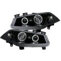 Φανάρια εμπρός angel eyes για Renault Megane (2002-2005) , μαύρα , με λάμπες (Η1) - σετ 2τμχ.