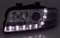 Φανάρια εμπρός led Dayline για Audi A4 (2001-2004) - χρωμίου , με λάμπες (Η1) - σετ 2τμχ.