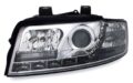 Φανάρια εμπρός led Dayline για Audi A4 (2001-2004) - χρωμίου , με λάμπες (Η1) - σετ 2τμχ.