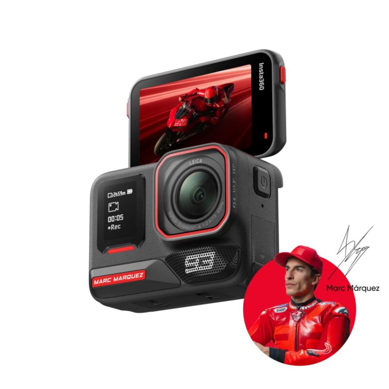 Insta360 Ace Pro 2 Marc Mαrquez 93 - Dual Battery, 128GB MicroSD, Motorcycle Helmet Mount, Adhesive