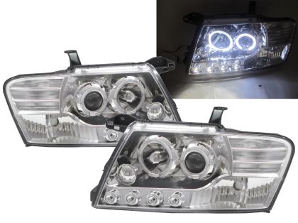 Φανάρια εμπρός angel eyes για Mitsubishi Pajero (2001-2006) - chrome , με λάμπες (Η1) - σετ 2τμχ. - € 444,9 Φανάρια εμπρός angel eyes για Mitsubishi Pajero (2001-2006) - chrome , με λάμπες (Η1) - σετ 2τμχ.