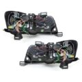 Φανάρια εμπρός led για Fiat Stilo 3 πορτο (2001-2008) - μαυρα , με λάμπες (Η1) - σετ 2τμχ.