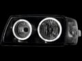 Φανάρια εμπρός angel eyes για Vw Transporter T4 (1997-2003) , μαύρα , χωρίς λάμπες (Η7) - σετ 2τμχ.