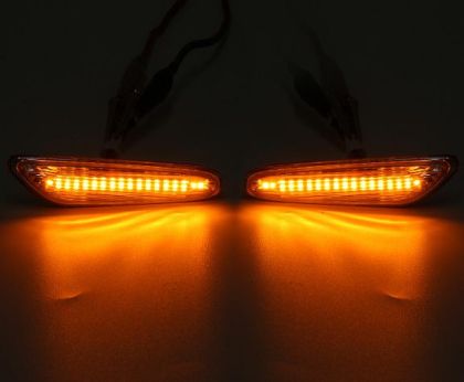 Led φλας φτερού BMW E46 (2001-2005) / E60 / E90 - χρωμίου με τρεχούμενο φλας - σετ 2τμχ. - € 54,9 Led φλας φτερού BMW E46 (2001-2005) / E60 / E90 - χρωμίου με τρεχούμενο φλας - σετ 2τμχ.