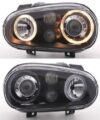 Φανάρια εμπρός angel eyes για Vw Golf IV R32 - μαύρα , χωρίς λάμπες (Η7) - σετ 2τμχ.