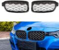 Μάσκα για BMW F30 (2011+) - γυαλιστερή - Diamond Design - χρωμίου/μαύρη - 2τμχ.