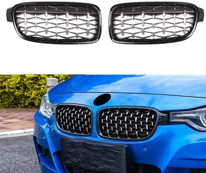 Μάσκα για BMW F30 (2011+) - γυαλιστερή - Diamond Design - χρωμίου/μαύρη - 2τμχ. - € 63,9 Μάσκα για BMW F30 (2011+) - γυαλιστερή - Diamond Design - χρωμίου/μαύρη - 2τμχ.