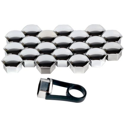Καπάκια για μπουλόνια Versaco 17mm χρωμίου - σετ 20τμχ. - € 11,9 Καπάκια για μπουλόνια Versaco 17mm χρωμίου - σετ 20τμχ.