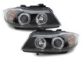 Φανάρια εμπρός angel eyes για BMW E90 (2005-2008) - CCFL μαύρα , με λάμπες (Η1) - σετ 2τμχ.
